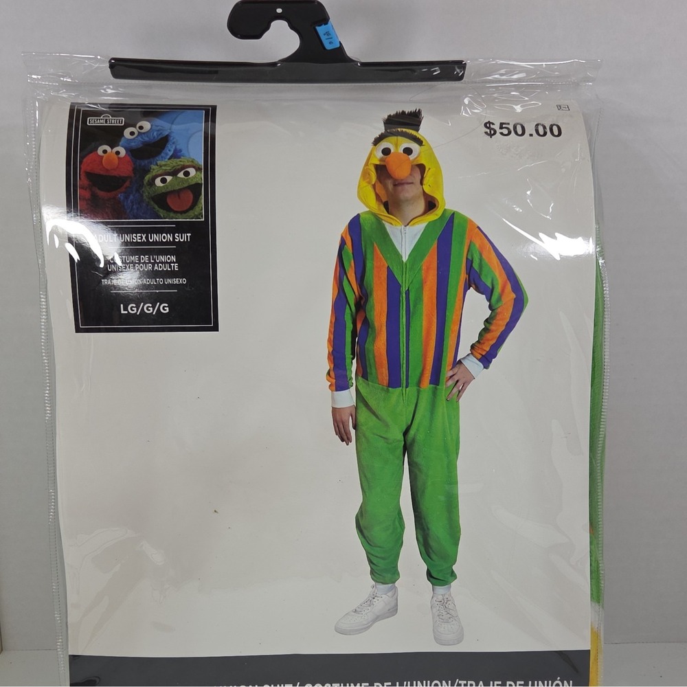 SESAME STREET BERT ADULT UNISEX UNION SUIT LARGE ADULT COSTUME - NEW
